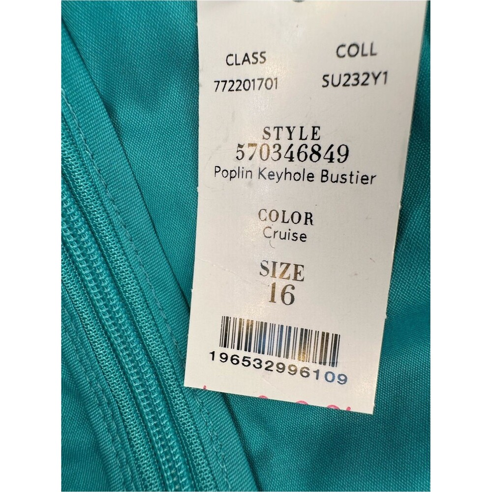 White House Black Market Poplin Keyhole Bustier Top SZ 16 Back Zipper Color Blue - Picture 6 of 11